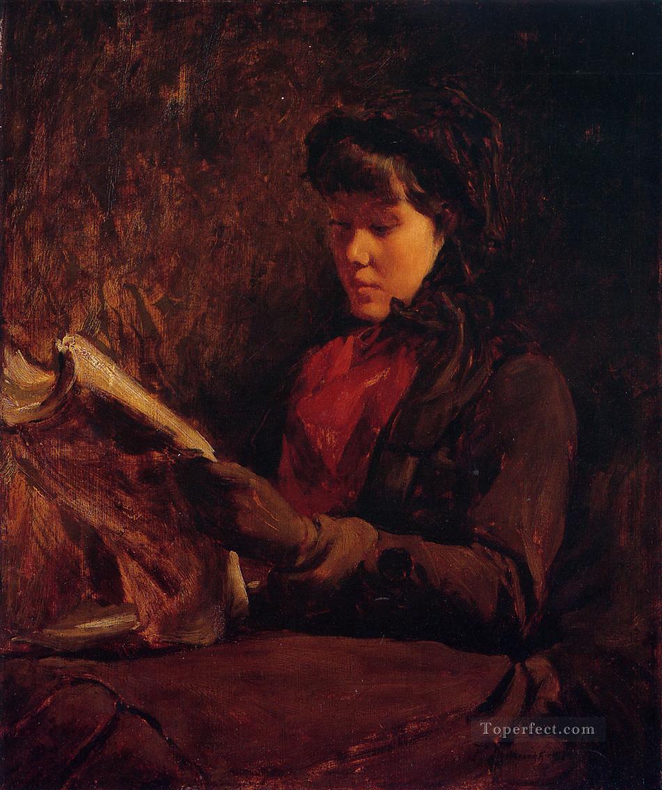 Girl Reading portrait Frank Duveneck Oil Paintings